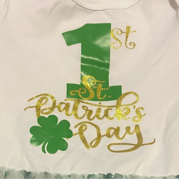 “My 1st St. Patrick’s day” Bebiullo Baby Girl St. Patricks Day one piece 3-6 mo - Picture 2 of 7